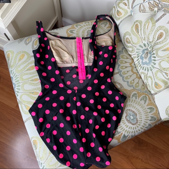80’s VTG La Blanca Neon Polka Dot HighCut Swimsuit - Picture 3 of 4
